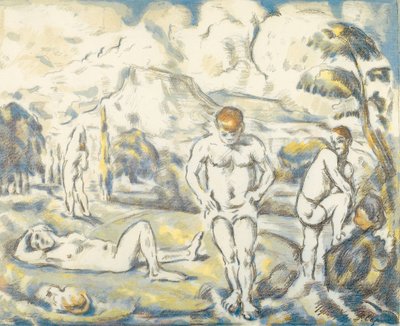 Die Badenden (große Platte) von Paul Cézanne